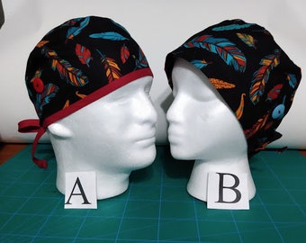 Native Feathers --- Scrub hats for men/women, surgical scrub caps, scrub hat, nurse hat