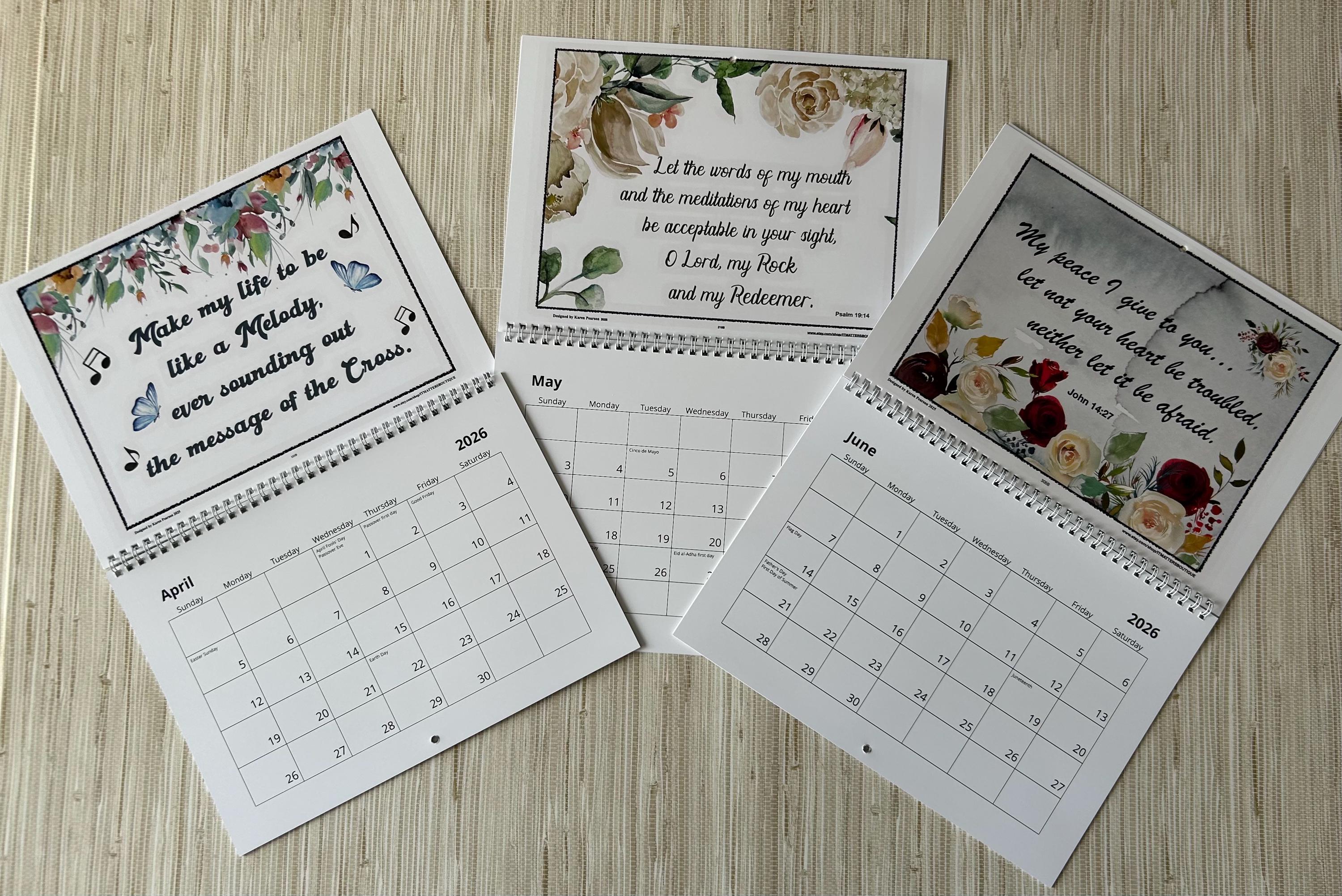2026 Calendar ~ Inspirational ~ Bible Verse by the Month - Etsy