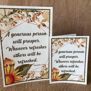 PROVERBS 11:25 - 231D - Inspirational Bible Verse Scripture Note Card Digital pdf