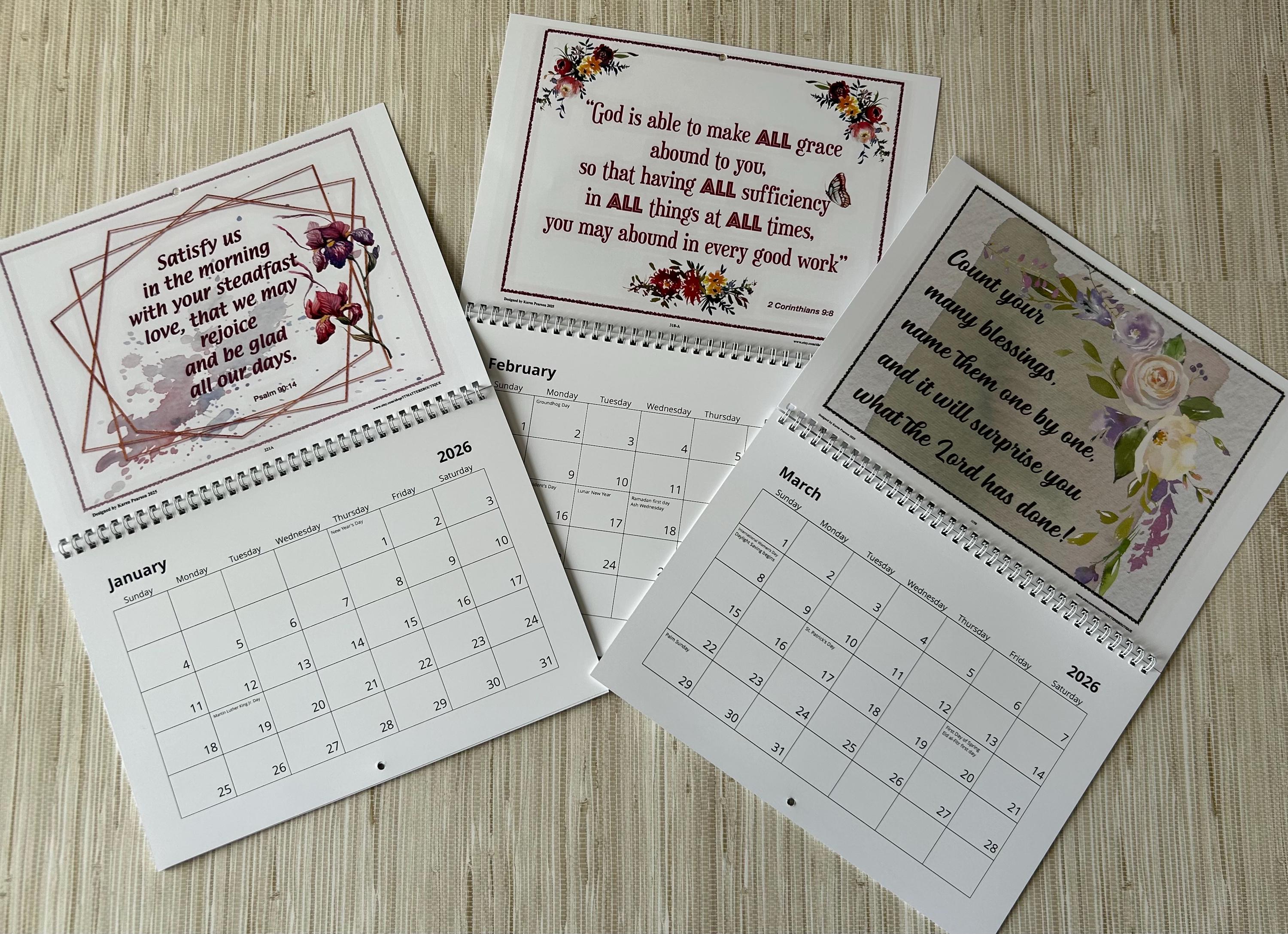 2026 Calendar ~ Inspirational ~ Bible Verse by the Month - Etsy