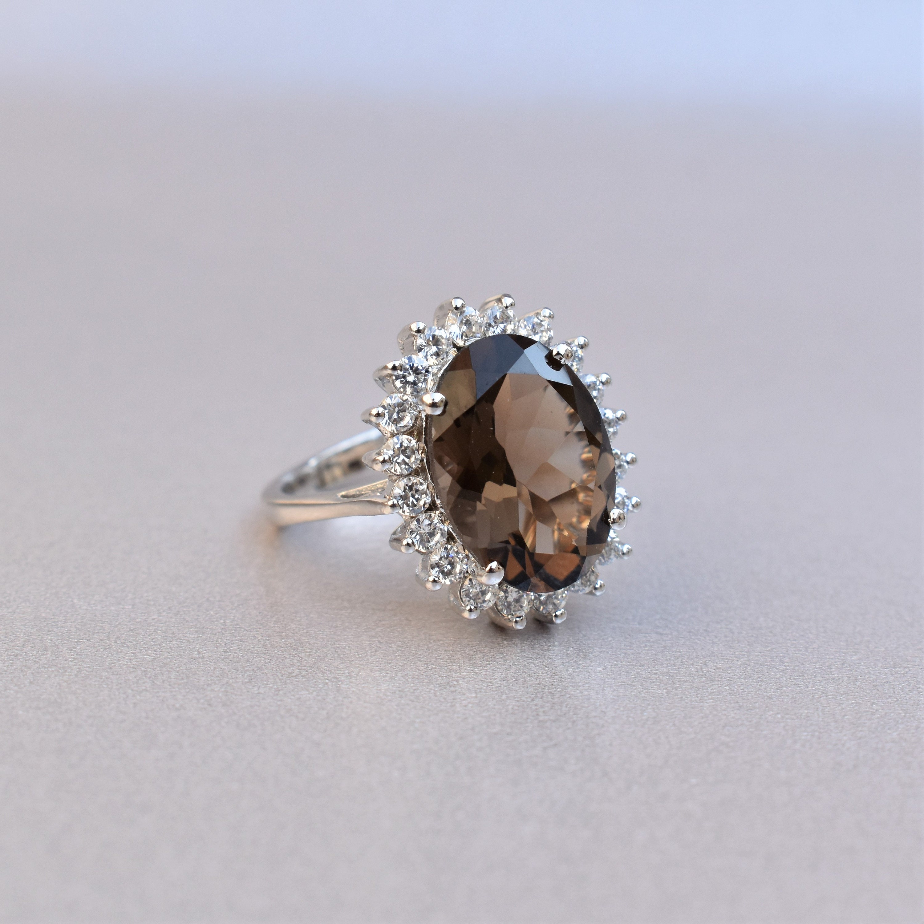 Smoky Quartz Engagement Ring Sterling Silver Smoky Quartz Etsy