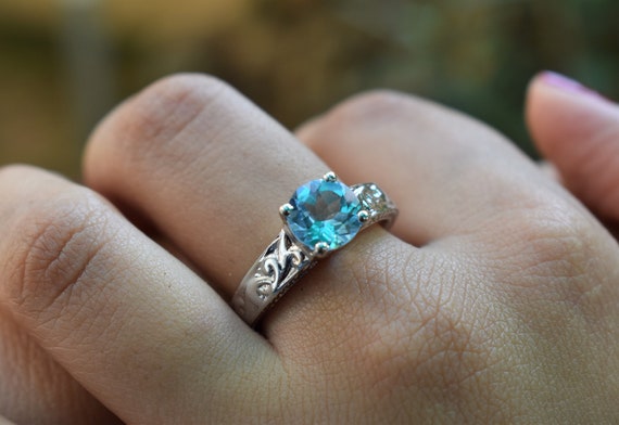 Blue topaz deals ring etsy