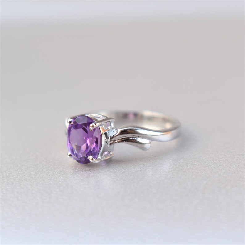 Amethyst Ring 925 Sterling Silver Ring Statement Ring Stackable Ring Engagement Ring African Amethyst February Birthstone Ring