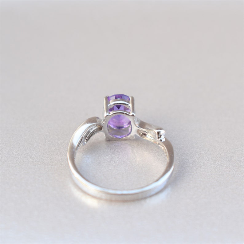 Amethyst Ring 925 Sterling Silver Ring Statement Ring Stackable Ring Engagement Ring African Amethyst February Birthstone Ring
