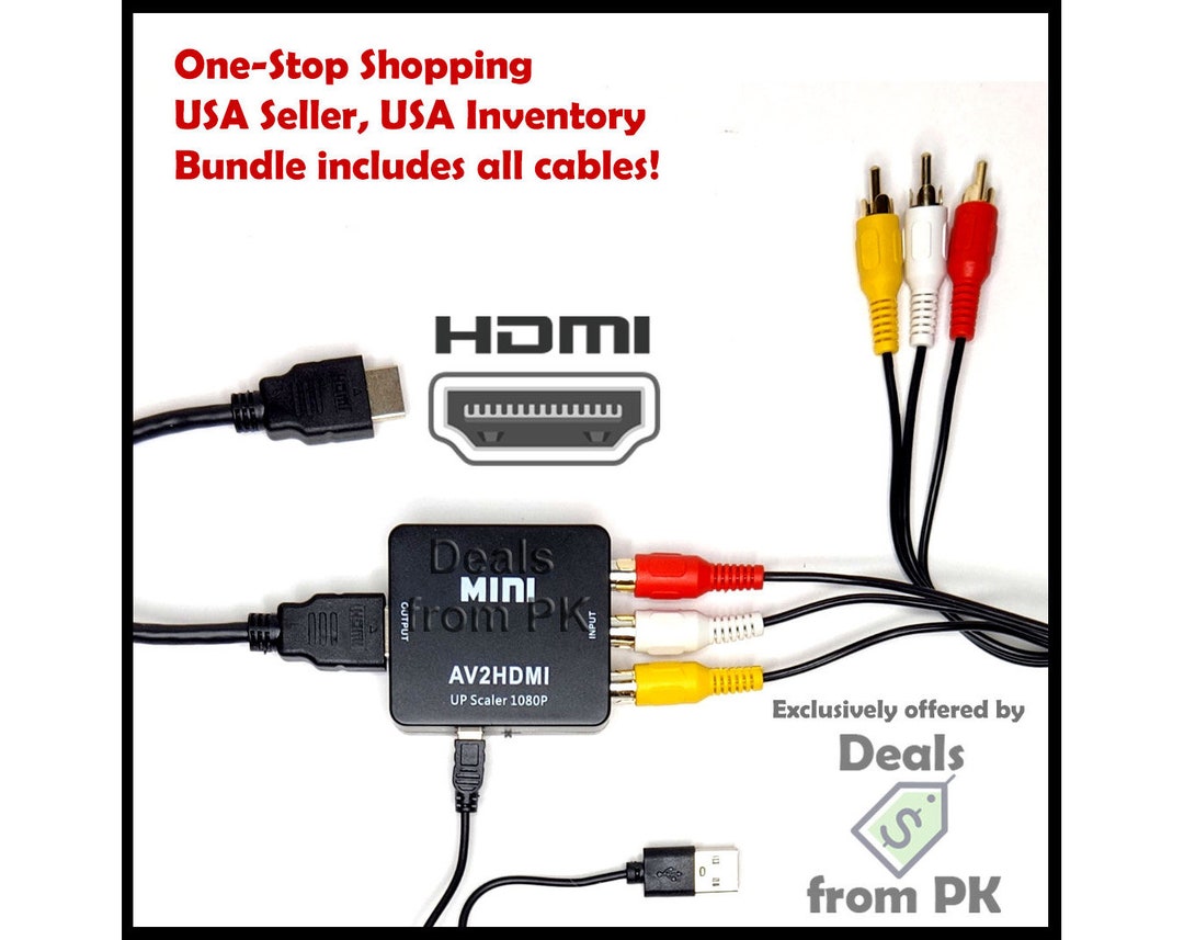 HDMI Converter Adapter Bundle With Cables Connect VCR, Game Console to