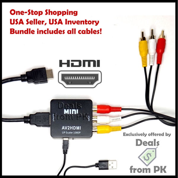HDMI Converter Adapter Bundle with Cables - Connect VCR, Game Console to Your Modern TV