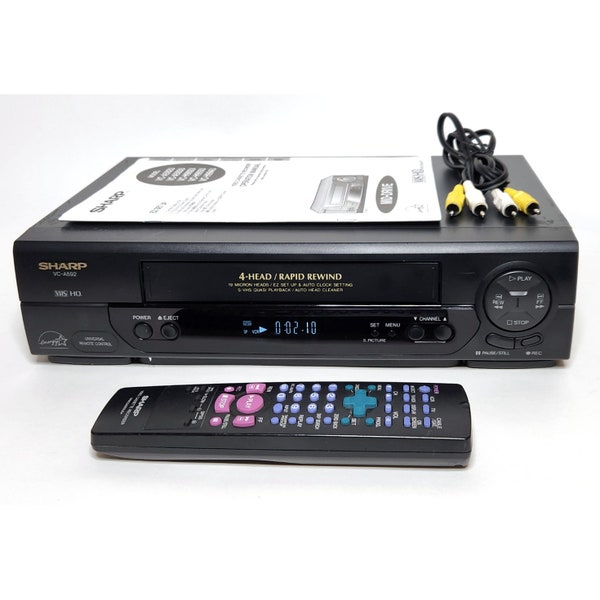 Sharp VCR, 4-Head vhs, Remote, Cable, Manual, VC-A592U - Tested, Guaranteed