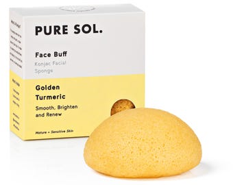 Turmeric Konjac Facial Sponge, Facial Cleaning Sponge, Soft & Gentle Face Body Exfoliation, Natural Facial Care, Vegan Sponge