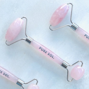 Vibrating Rose Quartz Face Roller: Anti-Aging Facial Massager