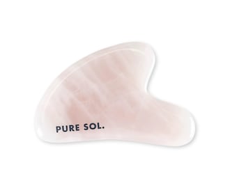 PURE SOL. Beauty Rose Quartz Heart Gua Sha: Crystal Facial Massager