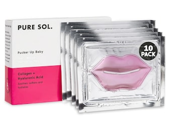 Cherry Lip Mask, Hydrogel Lip Patches with Collagen and Hyaluronic Acid, Hydrating Lip Treatment, 10 Pack
