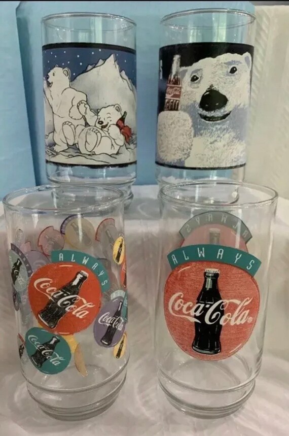 Coca Cola Vintage Polar Bears & Coke Set of 4 Glasses No Marks Etsy