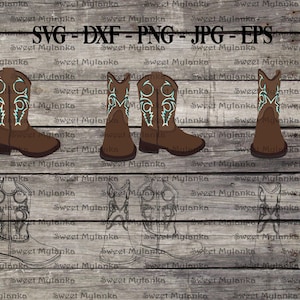 Kids Cowboy Boot Bundle SVG, DXF, PNG, jpg, eps