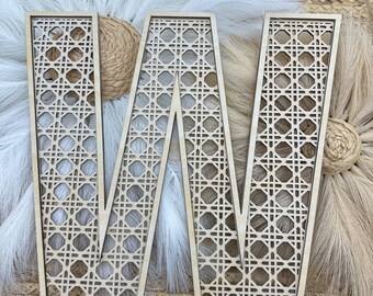 Rattan Letters – Boho Initial Wall Decor – Nursery Name Letter – Wedding & Cane Wicker Home Decor