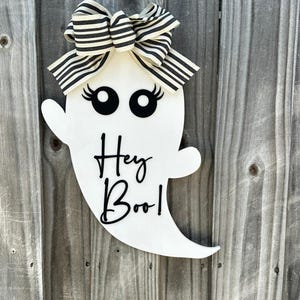 Hey Boo Door Ghost Hanger | Ghost Door Hanger | Halloween Door Decor | Wood Door Hanger | Halloween Decor | Front Door Hanger