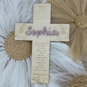 Personalized Olive Branch Wood Cross: Baptism, First Communion Gift