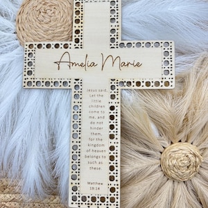 Rattan Cross | Boho Cross |Personalized Cross | Baptism Gift | Cross with Name | Nursery Decor | First Communion Gift | Confirmation Gift