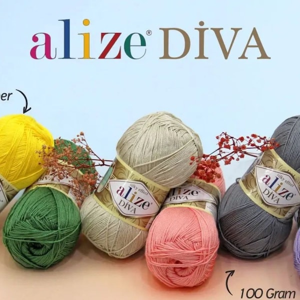 Alize Diva Yarn, knitting yarn, crochet yarn, soft yarn, acrylic yarn, summer yarn, microfiber yarn, lace yarn, bikini pattern