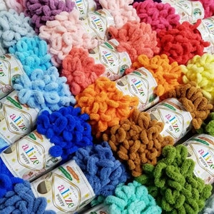 Alize puffy,Baby yarn Blanket yarn, Velvet yarn, No hook , No neddle,Puffy Yarn, Bulky yarn