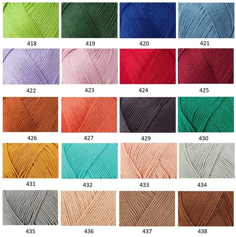 Catania Originals,colors 403-438 Mercerized Cotton Yarn, Mercerized 100 ...