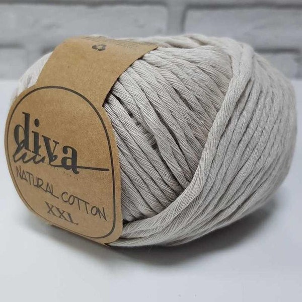 Diva natural cotton XXL ,crochet yarn, macrame yarn , baby yarn ,home textile, soft bulky yarn