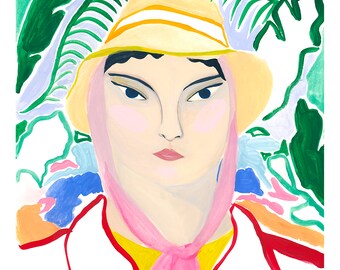 Fine Art Print | Explorer | Contemporary Art | Acrylic Gouache | Jungle | Illustration | watercolor | gouache | colourful artwork | portrait