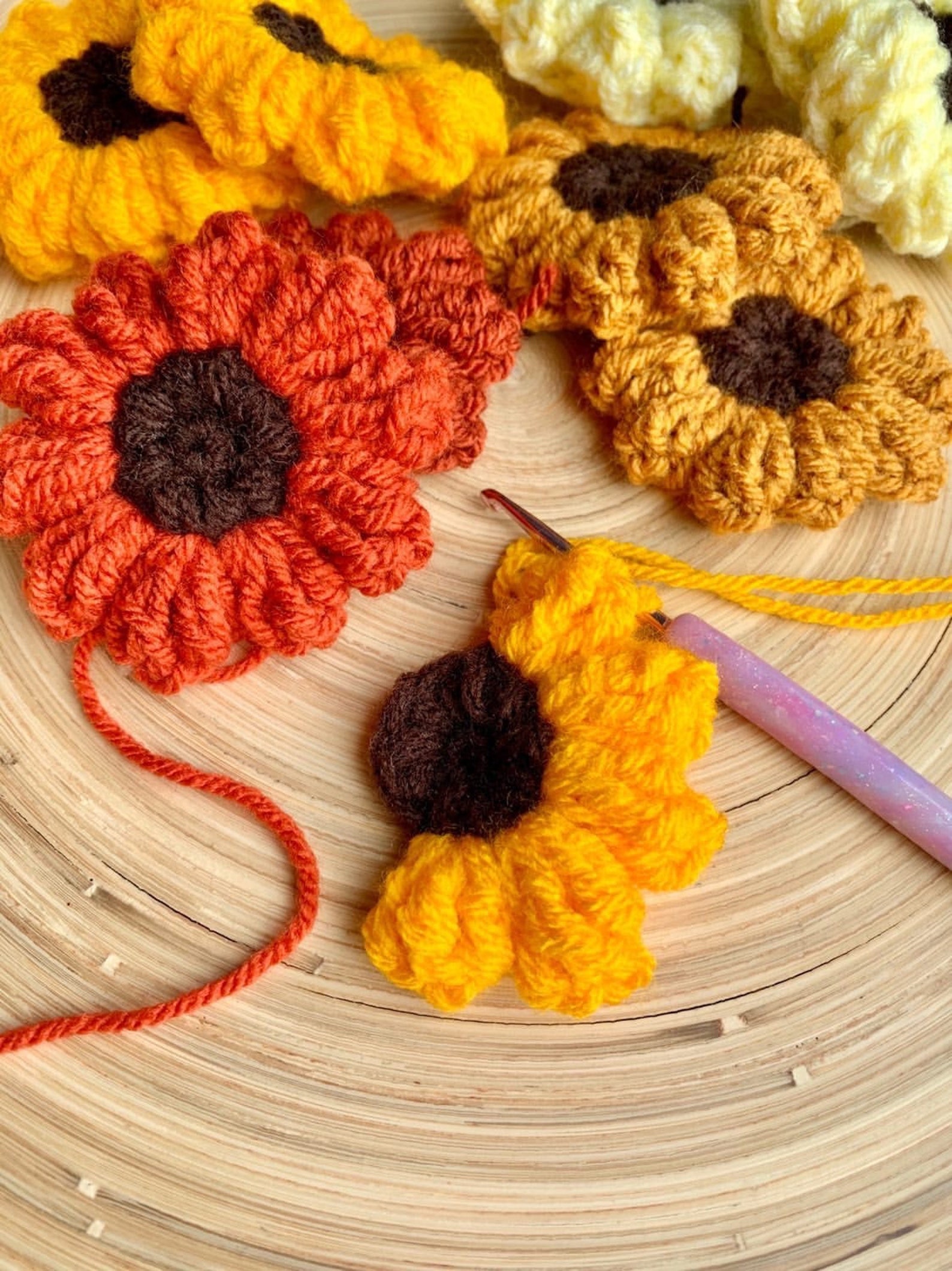 My crochet sunflower crochet pattern 3 sizes pdf file