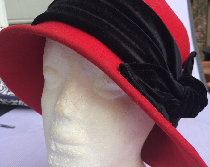 Red Flapper Hat Red Cloche Hat Vintage Wool Flapper 20s Style - Etsy