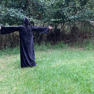 Black Tau robe velvet  witch  wizard magician ceremonial ritual gothic  witchy  medium