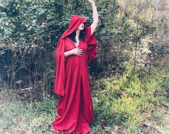 Scarlet Tau robe  red witch  wizard magician ceremonial ritual gothic  witchy  medium