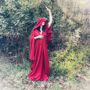Scarlet Tau robe ,magician occult  robe , stage costume wizard robe , red cotton magical robe , occultist wizard robe, red robe esoteric