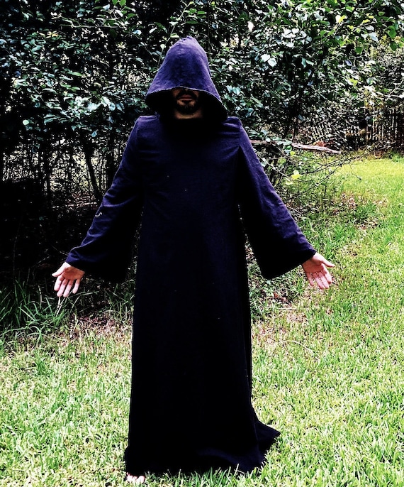Zwart Tau gewaad fluwelen heksentovenaar goochelaar ceremonieel ritueel gothic witchy medium Kleding Herenkleding Pyjamas & Badjassen Jurken 