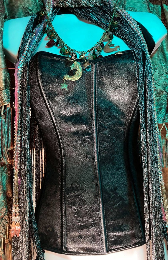 Black vintage bustier lace corset garters   gothi… - image 2