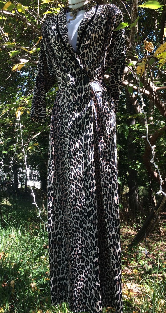 Leopard robe dress vintage noir vamp femme fatale