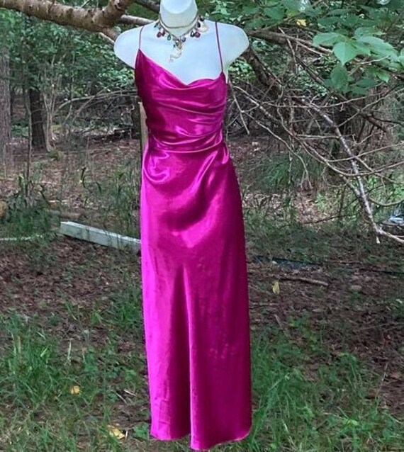 Purple Shiny Dress Slinky Metallic Vintage Witch Gothic Vamp Small