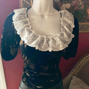 Gothic velvet blouse top lace collar    goth vampire witch boho small handmade