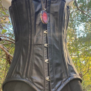 Black vintage corset , faux leather  gothic  corset, vamp femme fatale lingerie,   witch y leather corset, black corset for halloween medium