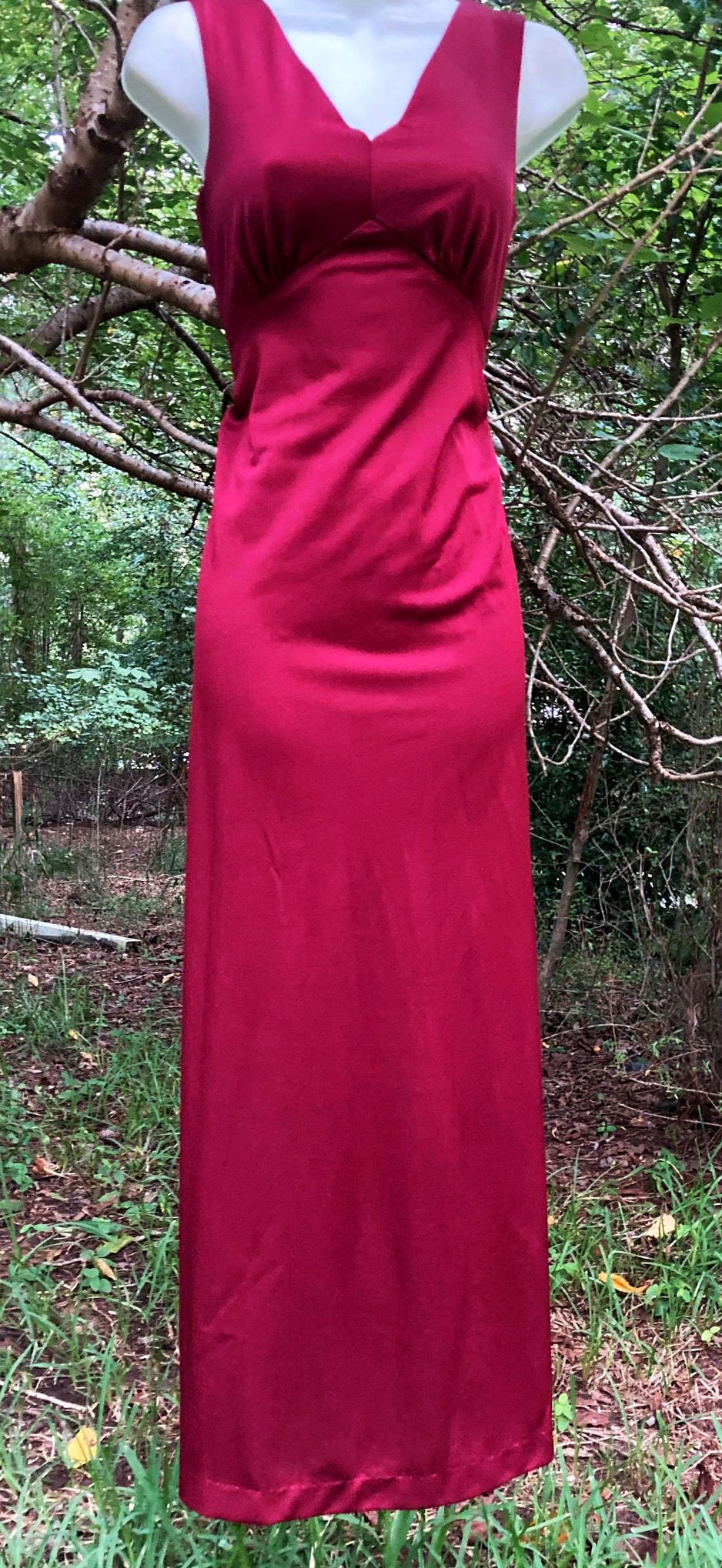 Burgundy Maxi Dress Plum Red 1970s Empire Line Vintage Witch - Etsy