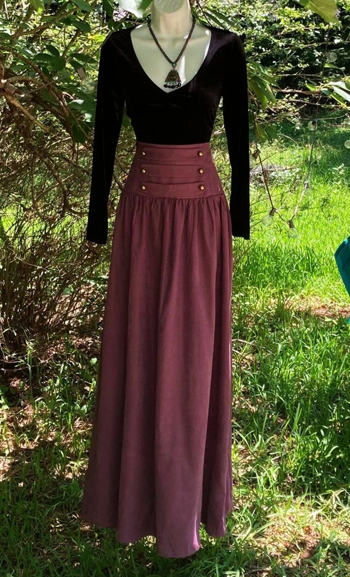 Purple Maxi Skirt Buttone Suede Effect Gothic Steampunk - Etsy