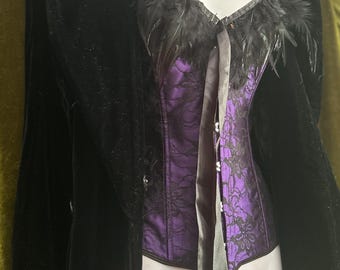 Veste en velours noir longue vintage gothique noir vamp witch dark academia Fall Vampire manteau witchy goth retro alternative M