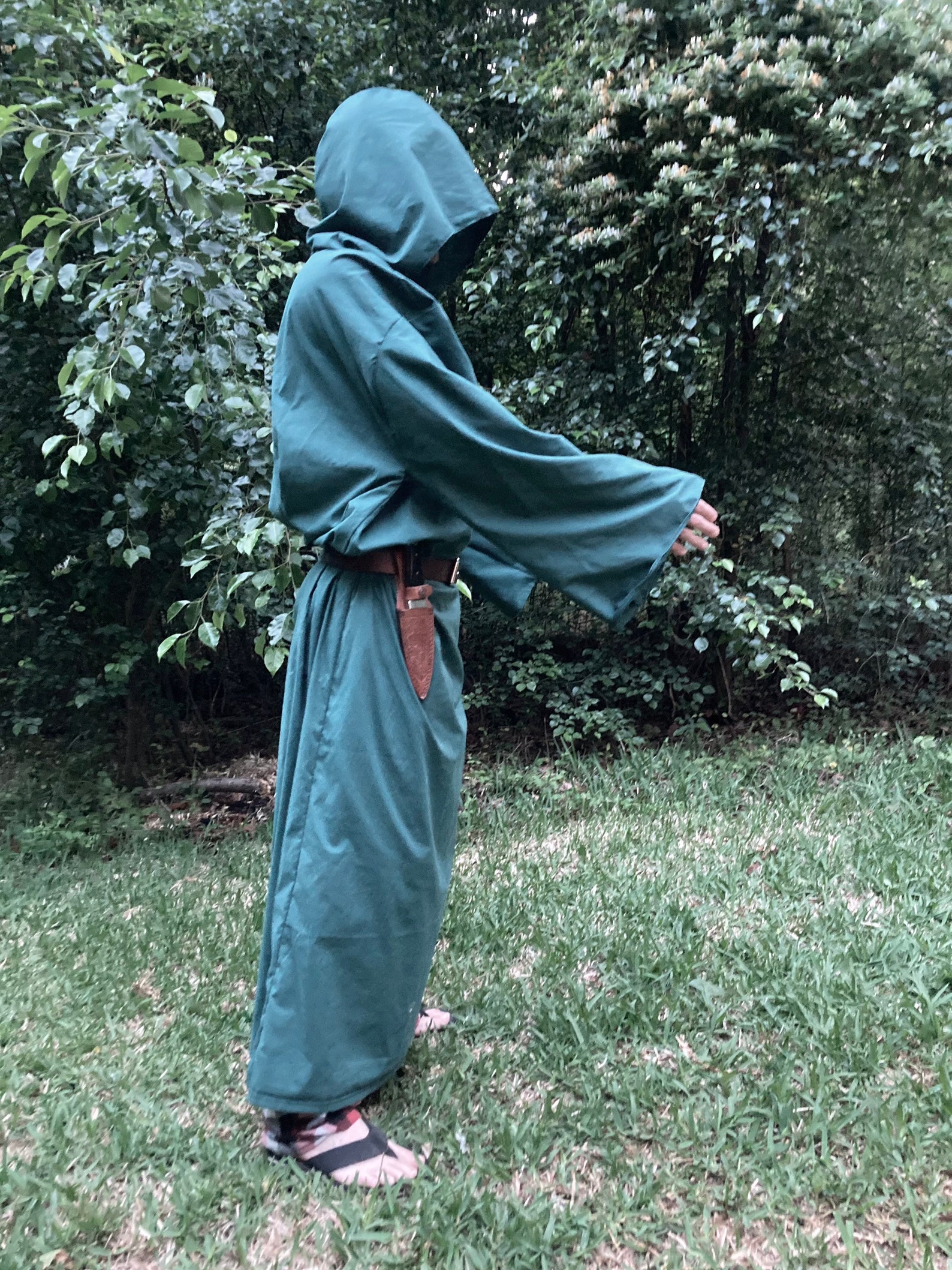 Green Tau Robe Witch Wizard Magician Ceremonial Ritual Gothic Witchy