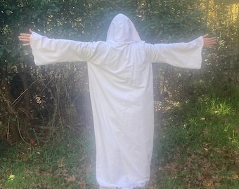White Tau Robe ,witch Wizard Magician Robe , Ceremonial Ritual White ...