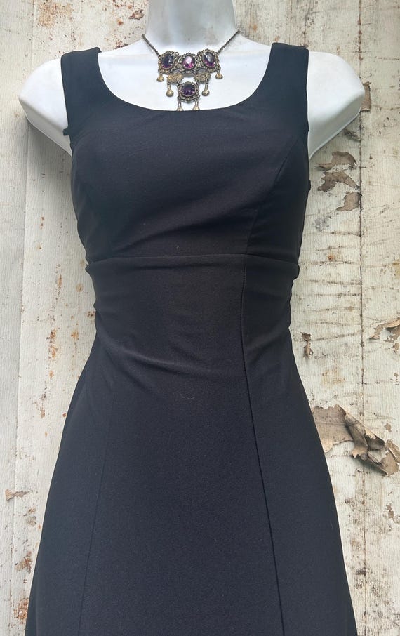 Black maxi  dress 70s  vintage witch gothic noir vamp femme fatale xs
