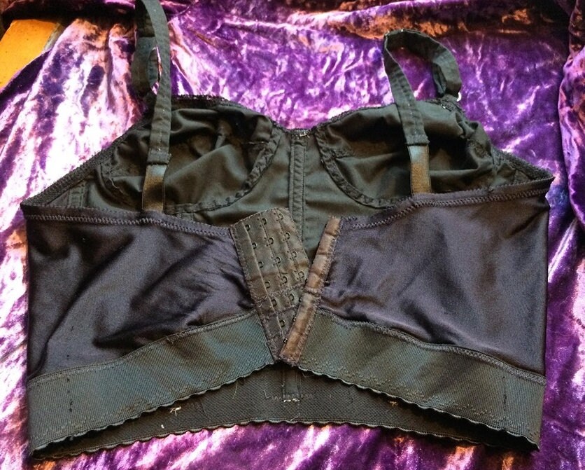 Black Vintage Bra Longline Pointy 50s Style Gothic Noir Vamp Etsy