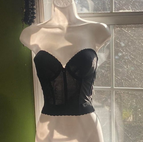 Black vintage bustier longline bra   gothic noir … - image 2