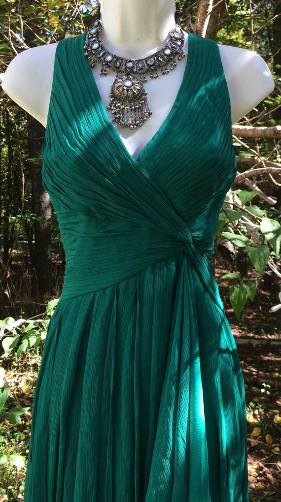 Green chiffon dress gown floaty costume vintage w