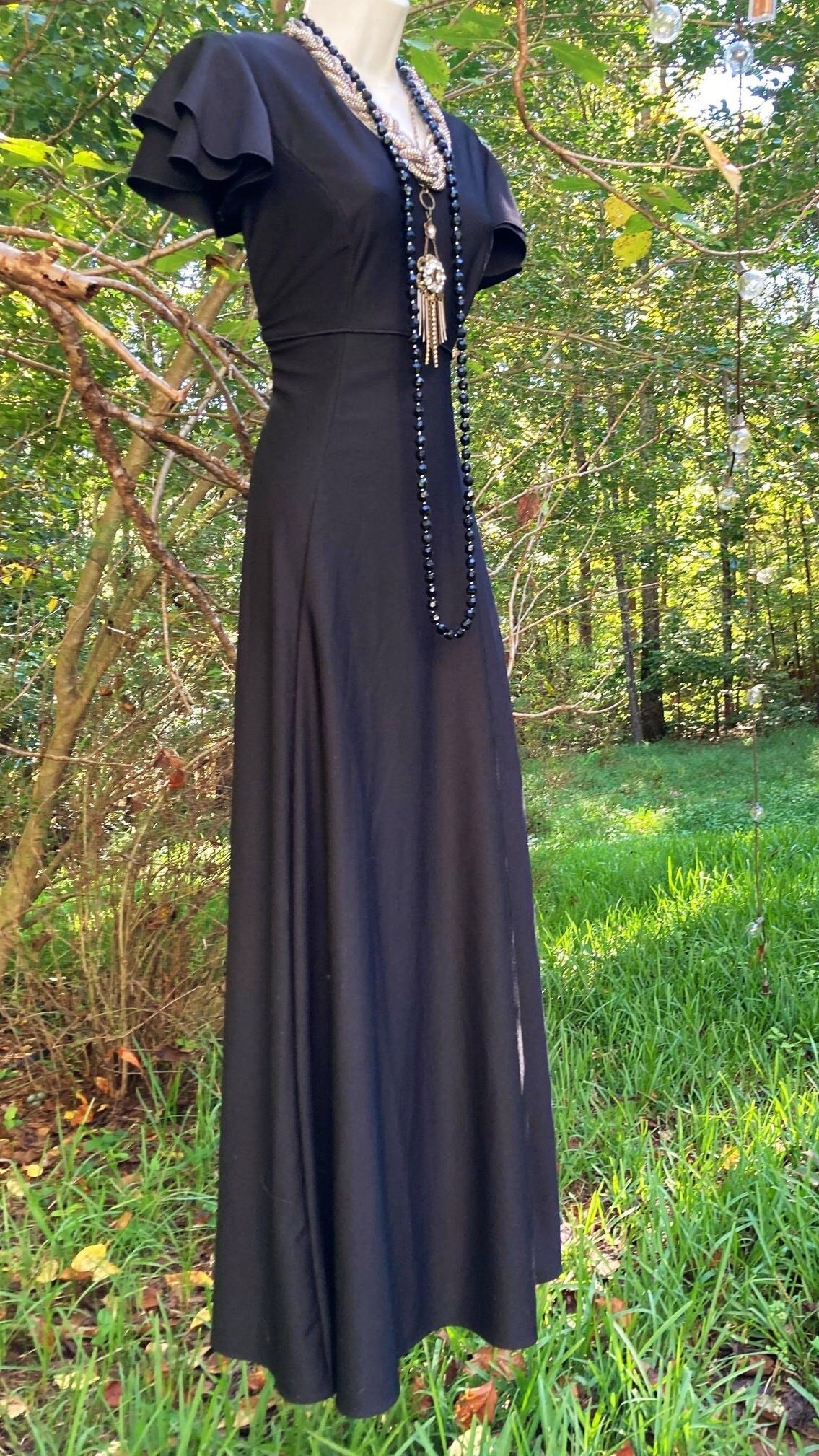 black floaty maxi dress