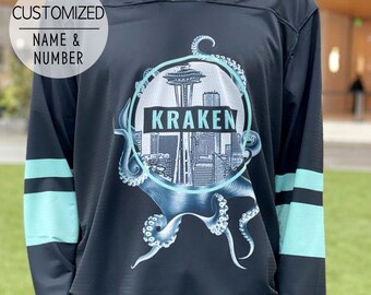 Customized Seattle Kraken Jersery Personalized Space Needle Etsy