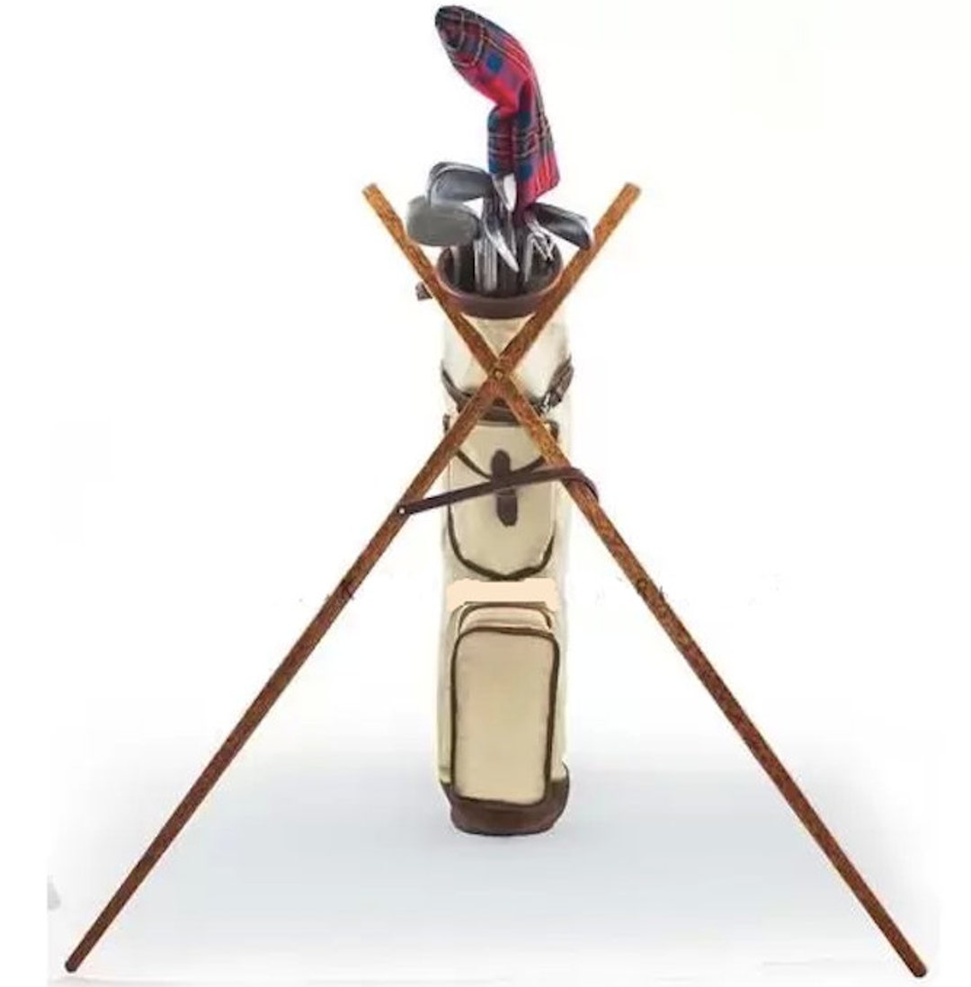 Wooden Golf Bag Stand With Leather and Brass Etsy
