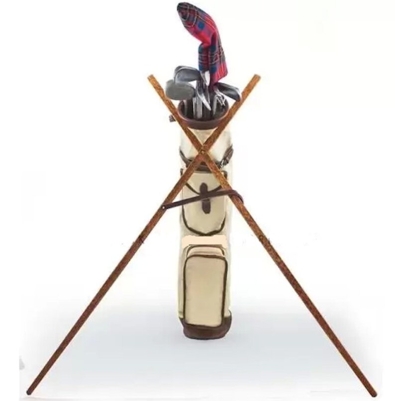 Wooden Golf Bag Stand With Leather and Brass Etsy
